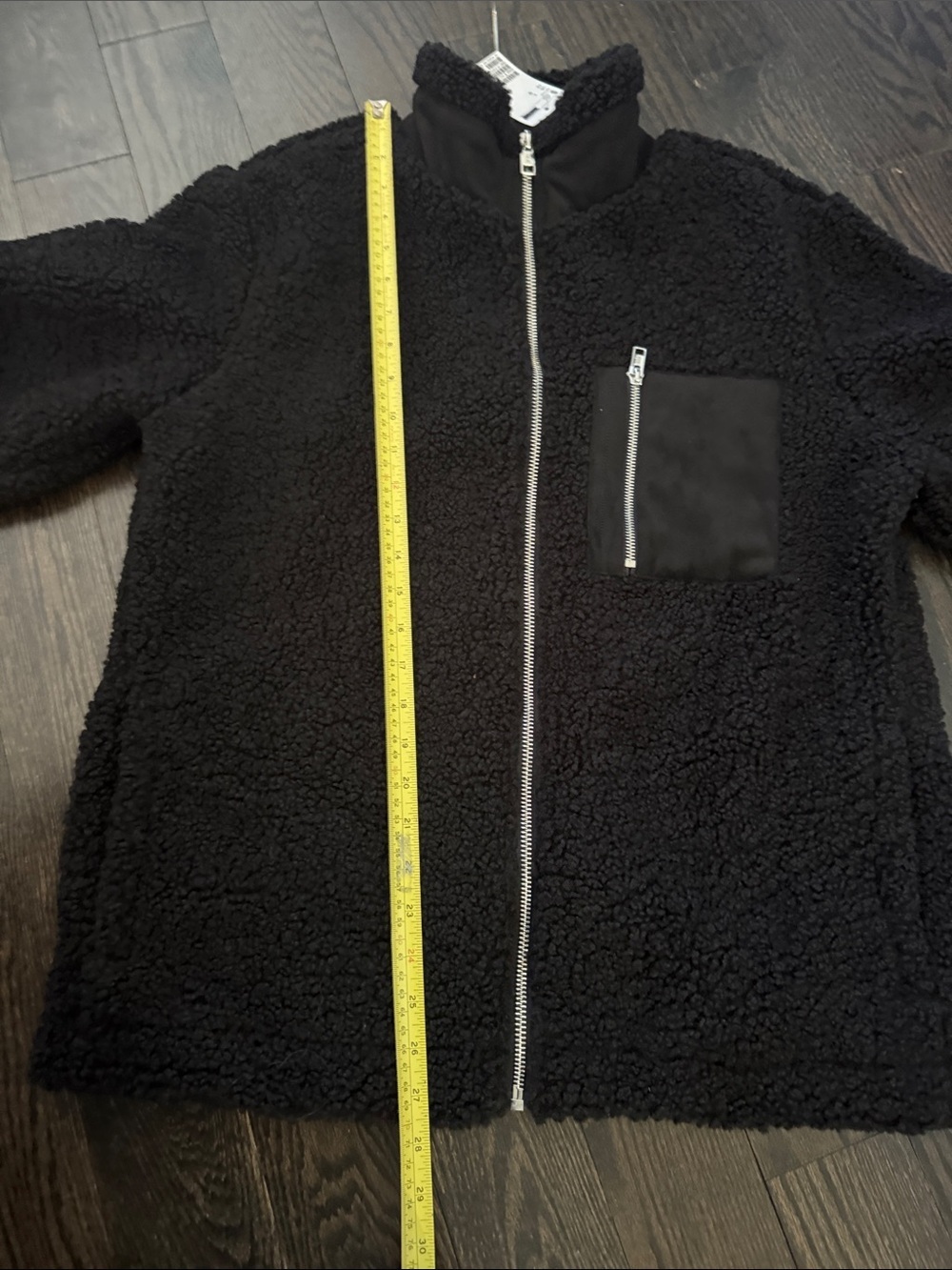 Unisex H&M Black Teddy Sherpa fuzzy fleece Zip Jacket with Chest Pocket - Picture 10 of 16